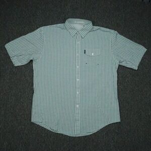 Criquet Shirt Mens Extra Large‎ Blue Plaid Short Sleeve Button Seersucker XL